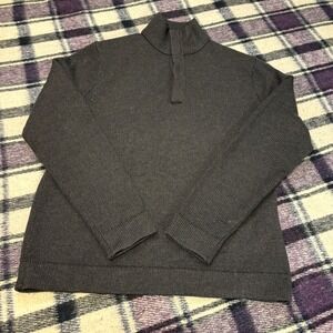 Banana Republic Mens Extra Fine Merino Wool Pullover Buttons Dark Gray Large